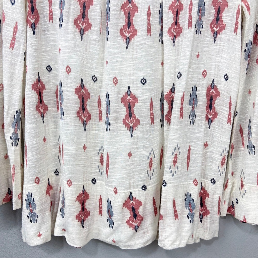 Lucky Brand Knit Peasant Top Sz S Button Shoulder Ivory Cream Boho Southwestern - Picture 4 of 14